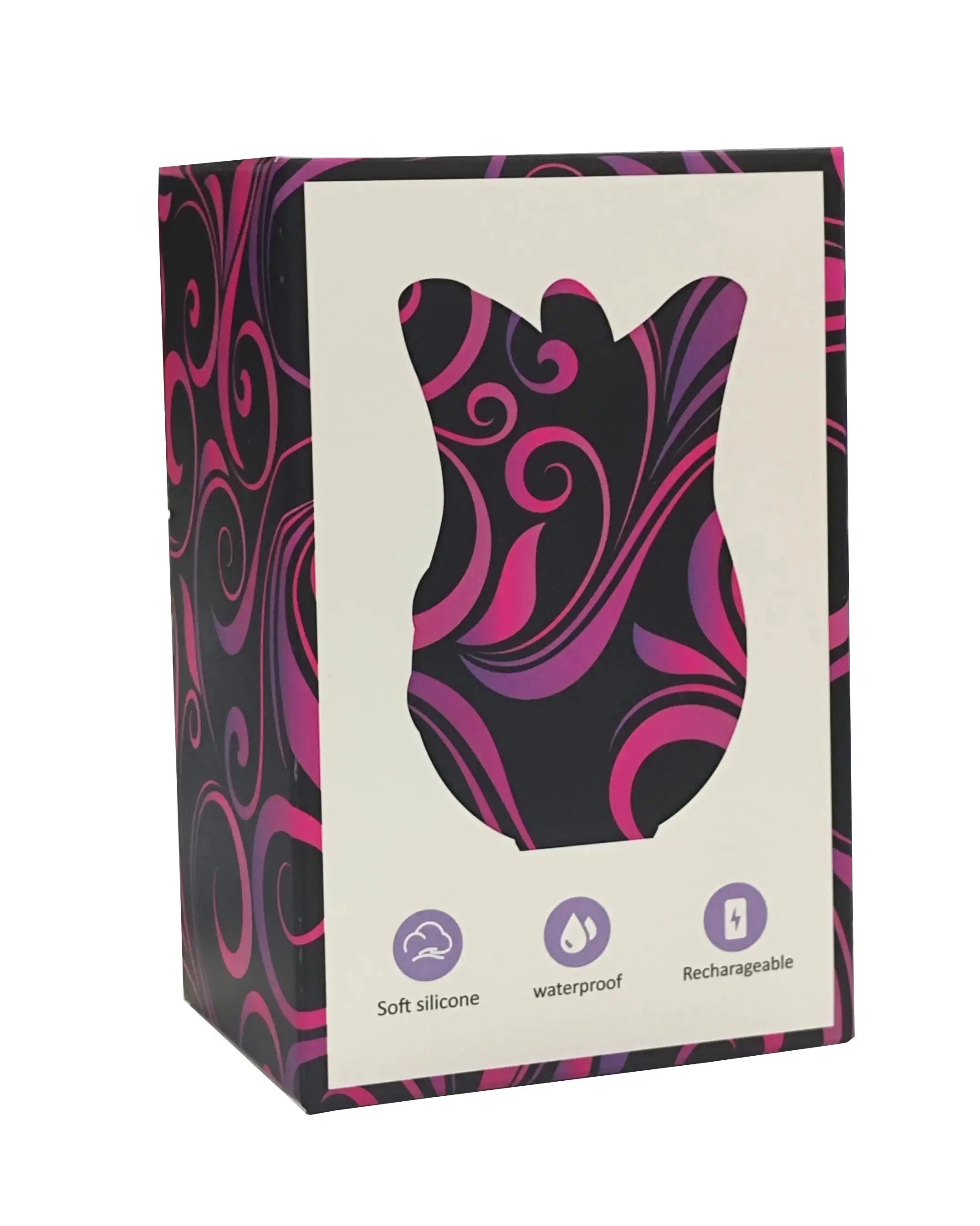 Product packaging for the AINIO Original Honey Attracting Rose Vibrator featuring a durable, medical-grade silicone rose massager designed for power and effortless travel.
